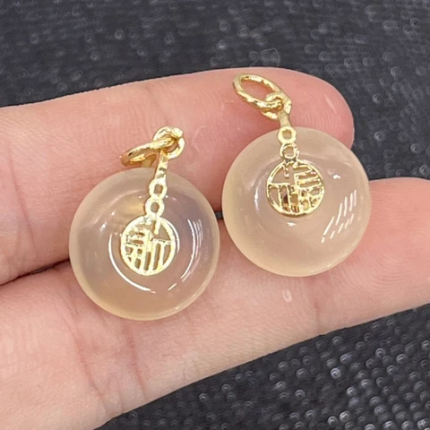 Подвески из серых агатов, цинковый сплав, 2 шт.