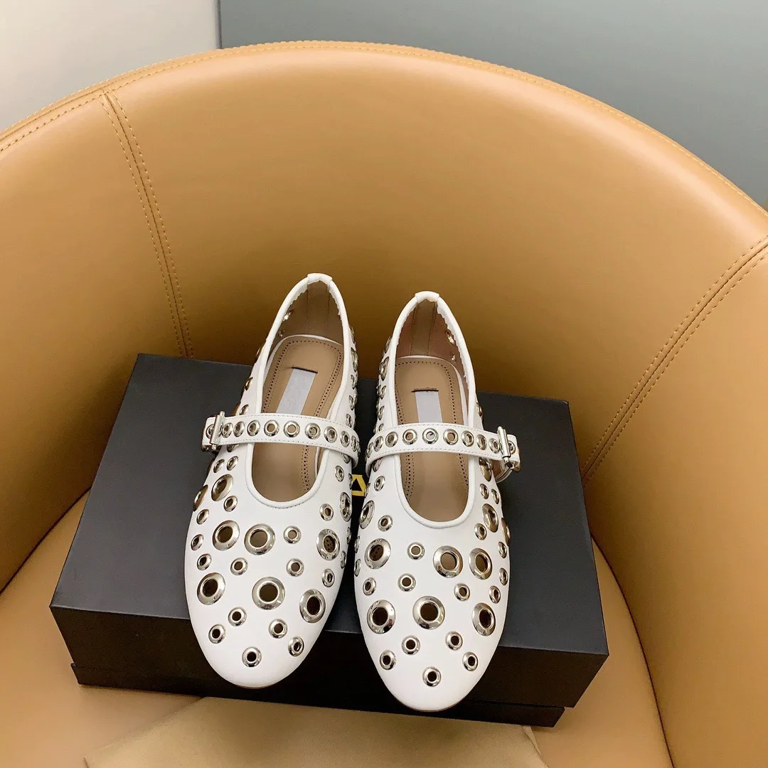 Балетки женские с открытым носком Роскошные туфли на плоской подошве