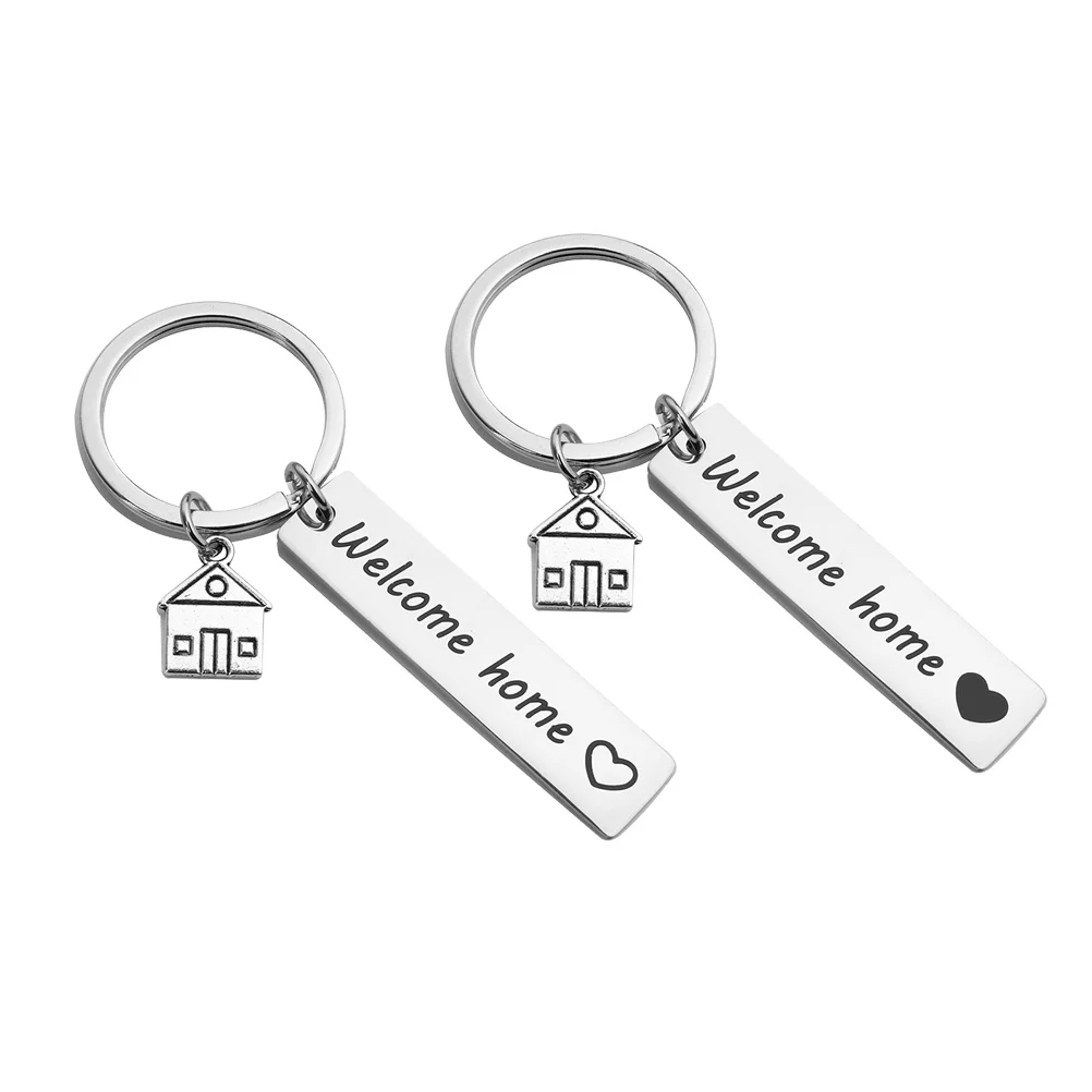 

Key Home New Keyring House Ring Keychain Gift Moving Chain Charms Owner Tag Gifts Housewarming Homeowner Charm Stainless