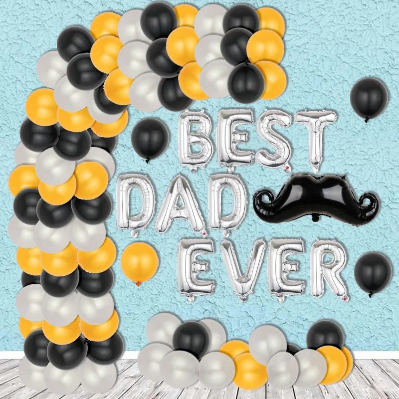 

1set Happy Father's Day Balloon Decor 16inch Best Dad Ever letter Balloons Black Beard Foil Globos Father Party Decoration