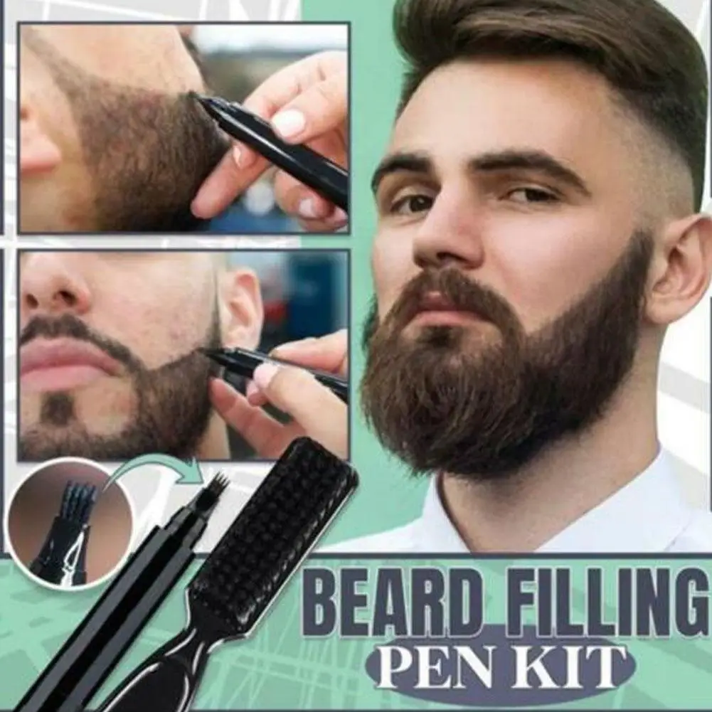 

Beard Filling Pen Kit Barber Pencil With Brush Male Tool Hair Eyebrow Engraving Shape Mustache Styling Salon Repair Tool