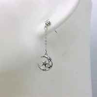 zfsilver fashion s925 sterling silver trendy diamond set moon star long tassel stud earrings jewelry for women charms party gift