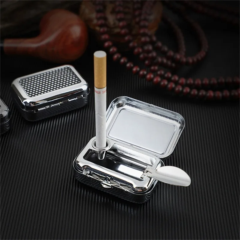 

Ashtray With Lockable Lid Portable Metal Desktop Ash Case Outdoor Pocket Ashtray 2023
