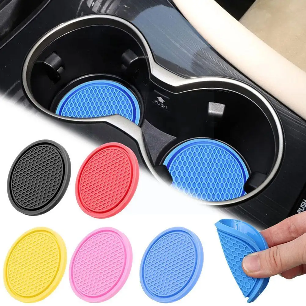 

2pcs Car Coasters Pvc Travel Auto Cup Holder Drink Interior Coaster Vehicle Pad Mats Cup Honeycomb Accessories Anti Insert X4i7
