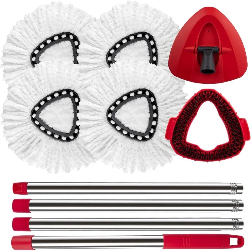 Набор Вращающихся Насадок Для Швабры OCeda EasyWring Со Сменной Ручкой И 4 Тканевыми