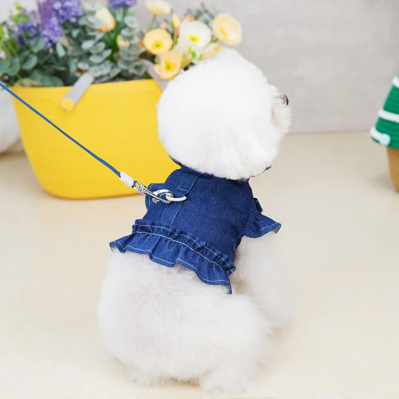 

Cute Puppy Denim Dress for Small Medium Dog Kitten Clothing Vest Summer Yorkie Chihuahua Skirt Clothes Ropa Perro Pet Supplies