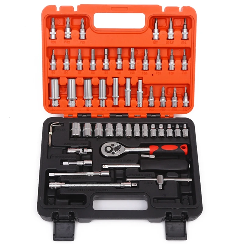 

Hot 52 Piece Set Of Hexagonal Socket Set, Hexagonal Wrench Set, Ratchet Wrench Set