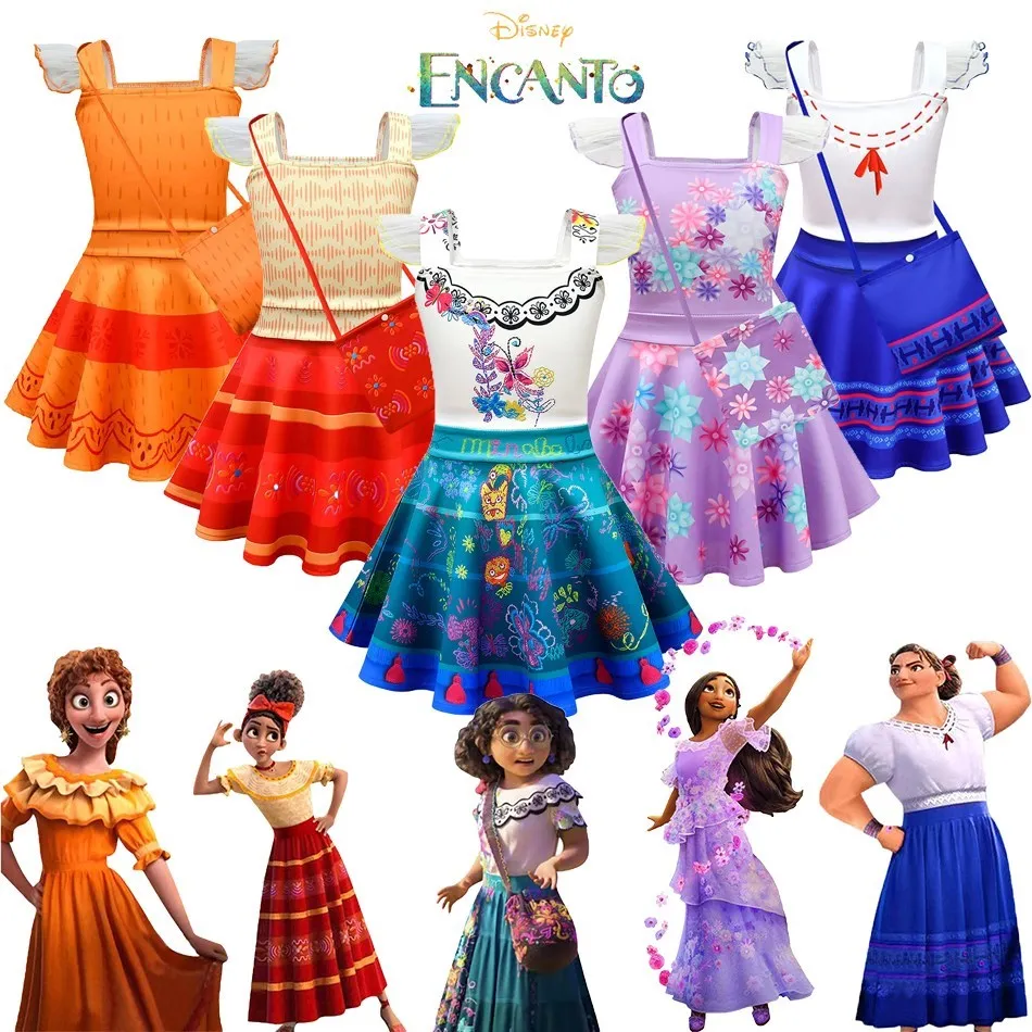 

Kids Encanto Princess Dress Disney Girls Isabela Party Cosplay Costume Children Dolores Mirabel Carnival 3-12 Years Vestidos