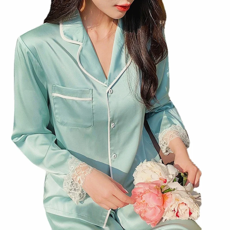 Pajamas For Women Pajama Pants Sexy Lace Nighty Clothes T-Shirt Long Pants 2Piece/Set Homewear Cozy Big Size Luxury Designer