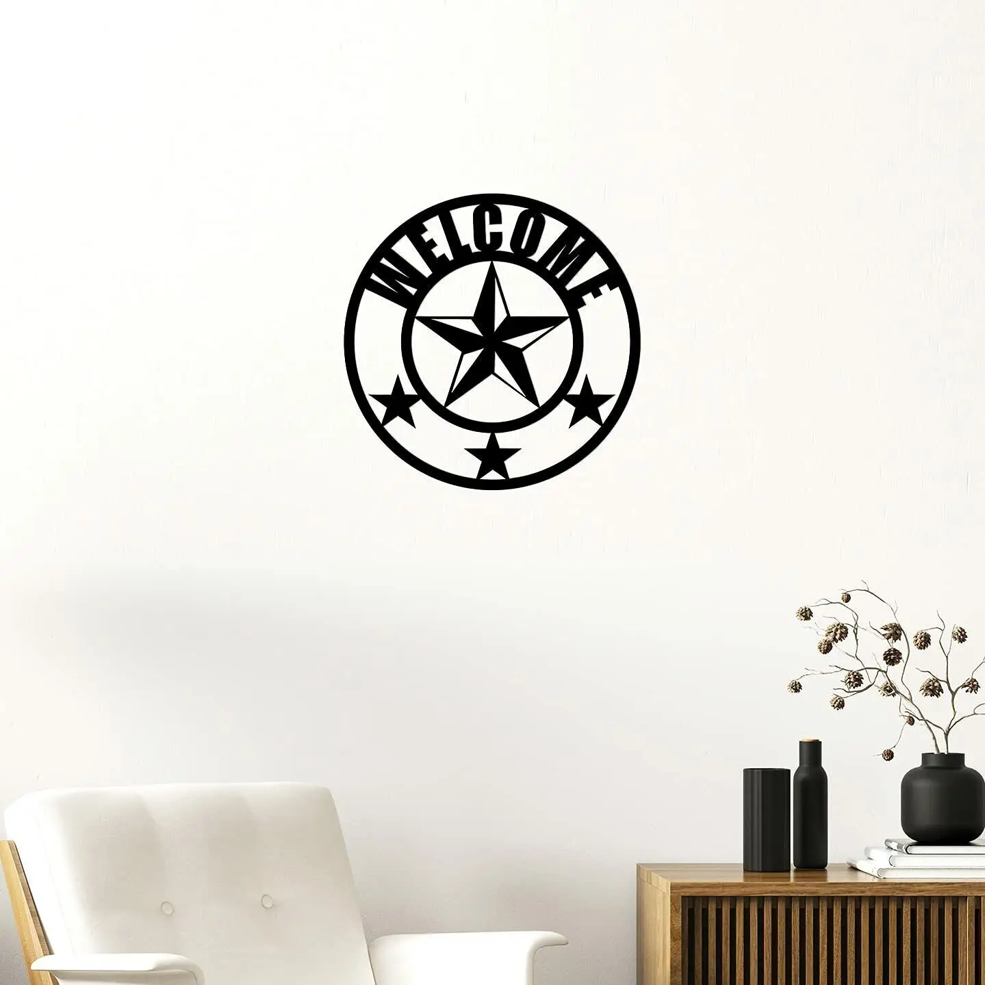 

Welcome Star Round Sign - Beautiful Home Decor Decorative Metal Art Wall Sign
