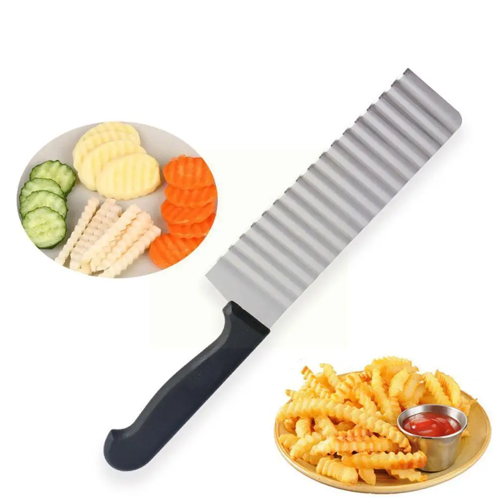 

Steel Potato Chip Slicer Dough Vegetable Fruit Crinkle Maker Wavy Cutter Knife Chopper Slicer Potato French Fry D0k3