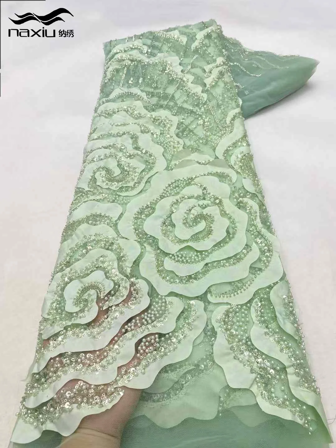 Мэдисон нигерийская кружевная ткань с бусинами для жениха 2025 высокое качество