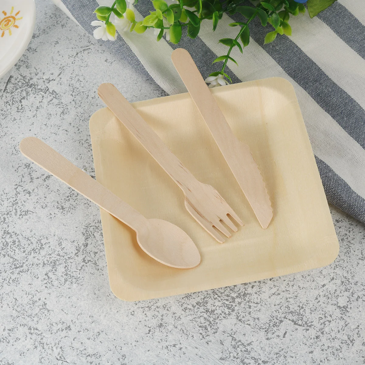 

48pcs Cutlery Set Spoon Fork Spoon Biodegradable Salad Dessert