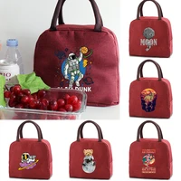 cute astronaut lunch bags fashion new cooler dinner bag canvas picnic box handbags school food insulated bag camping travel bag