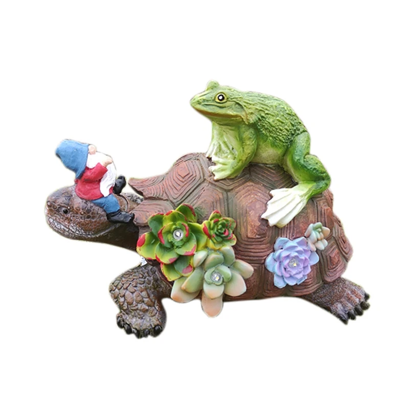 

Садовая статуя гнома лягушка, уличное украшение с светильник Том, садовая статуя и скульптура для наружного украшения