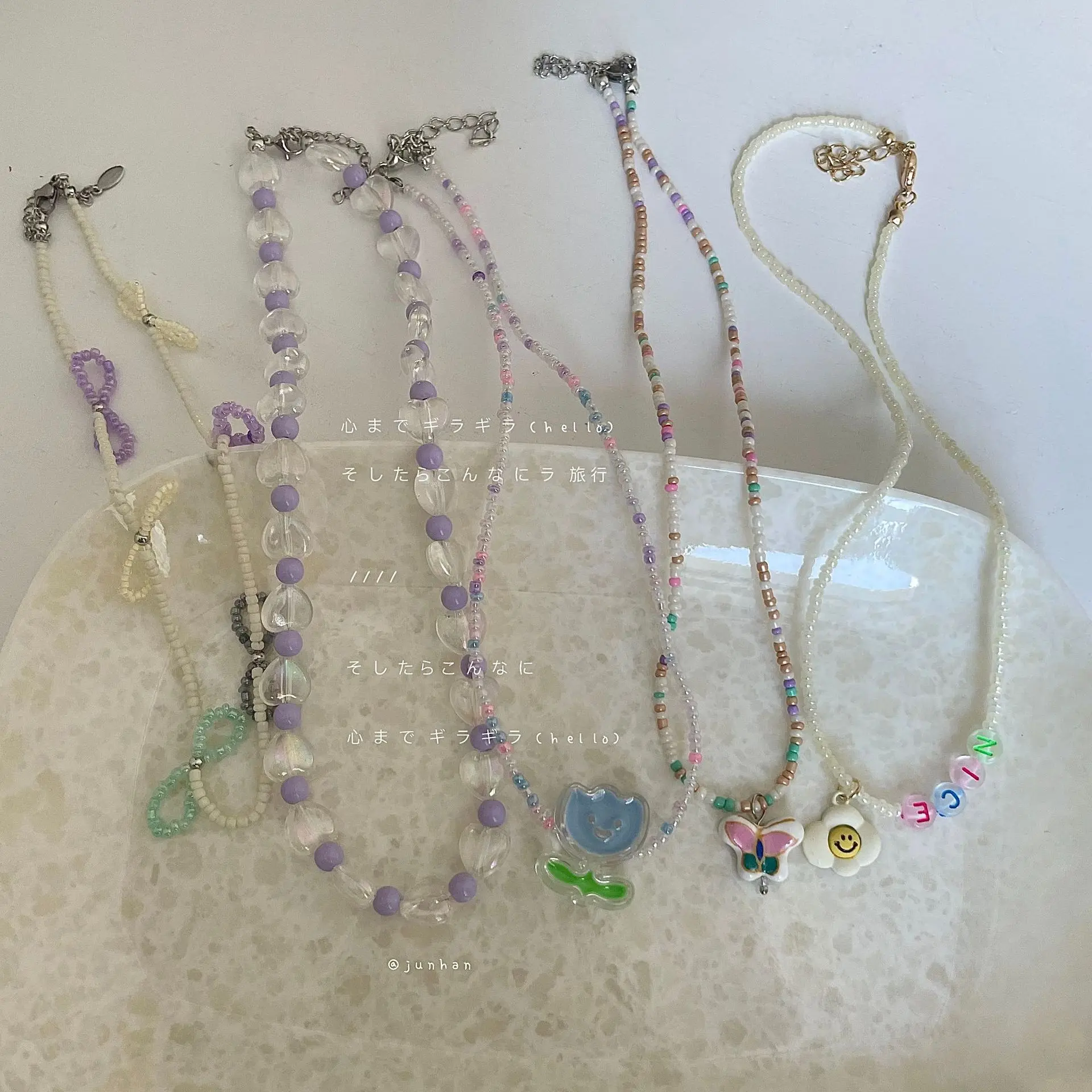 

Simple Flower Acrylic Beaded Sweet Collarbone Chain Necklace Pendant Women Jewelry