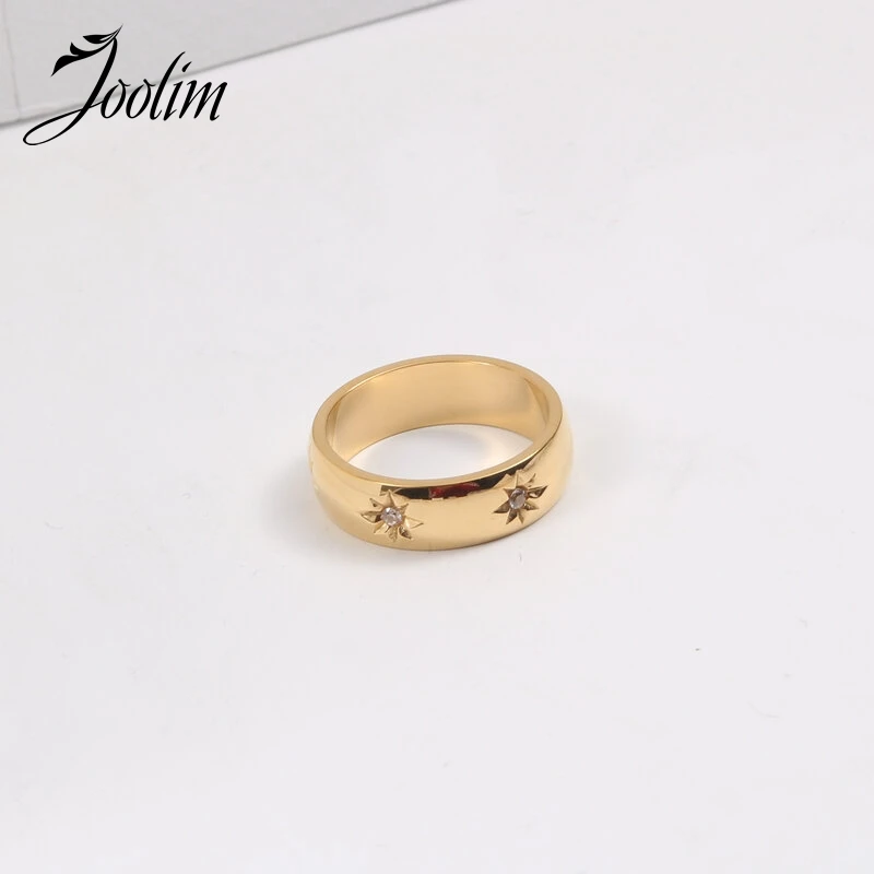 

Joolim High End Gold PVD Simple Star Rings for Women Stainless Steel Jewelry Wholesale