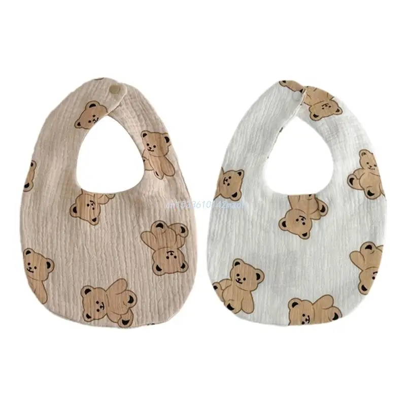 

Baby Muslin Bib for Eating Newborn Cartoon Bear Bib Saliva Towel Burp Cloth Neck Scarf Infant Unisex Cotton Feeding Dropship