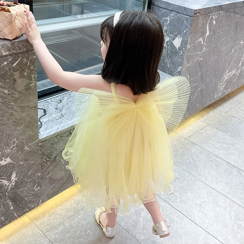 

Baby Girls Dress 2022 Summer Korean Cute Bow Princess Mesh Dress Toddler Infant Kids Birthday Party Costume Children's Clothing