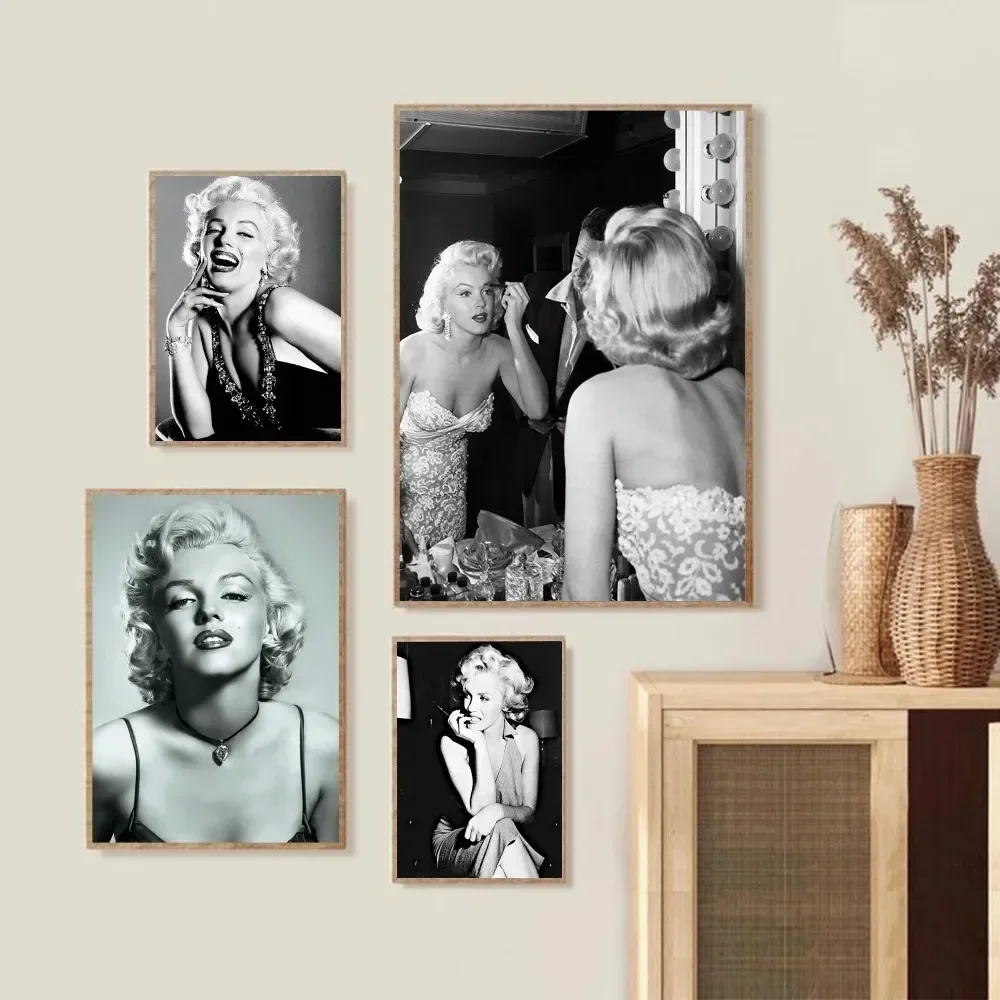 Черно-белая портретная звезда M-Marylin Monro Artwork на холсте настенное украшение HD