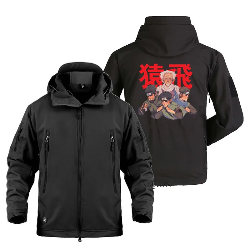 

2022 Man Zipper Hoodies Coat Jackets Military Outdoor Waterproof Warm SoftShell Jackets for Men Funny Japanese Anime Cartoon