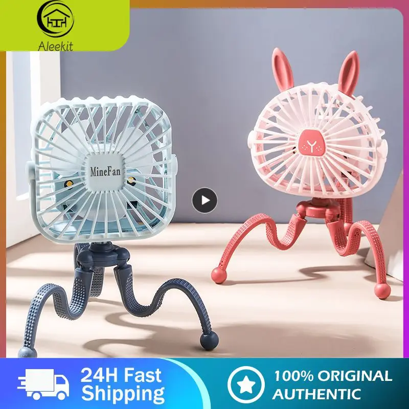 

With Atmosphere Night Light Air Cooler Portable Stroller Fan Octopus Design Handheld Fans Wind Speed Gear Third Gear Home Fan