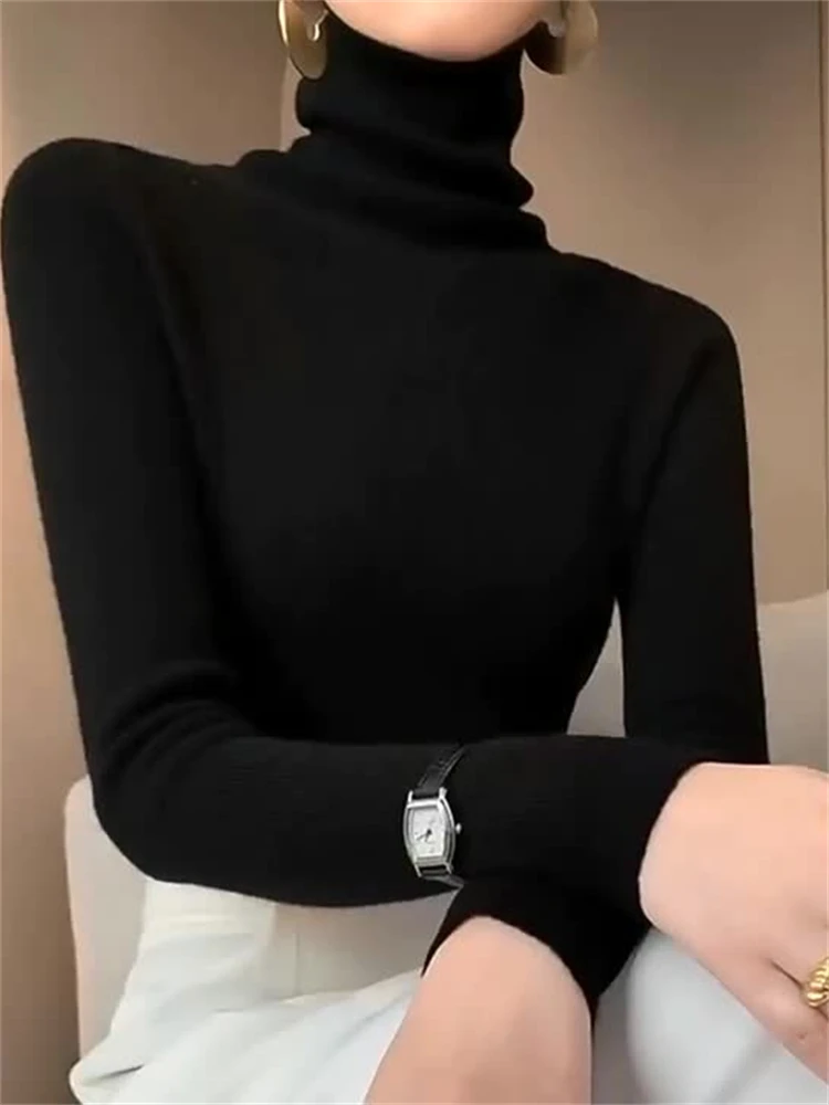 

Winter Women Sweater T Shirt Women Oversize T-Shirt Woman Clothes Female Tee Tops Pullover Long Sleeve Tube Knitted Tshirt Top