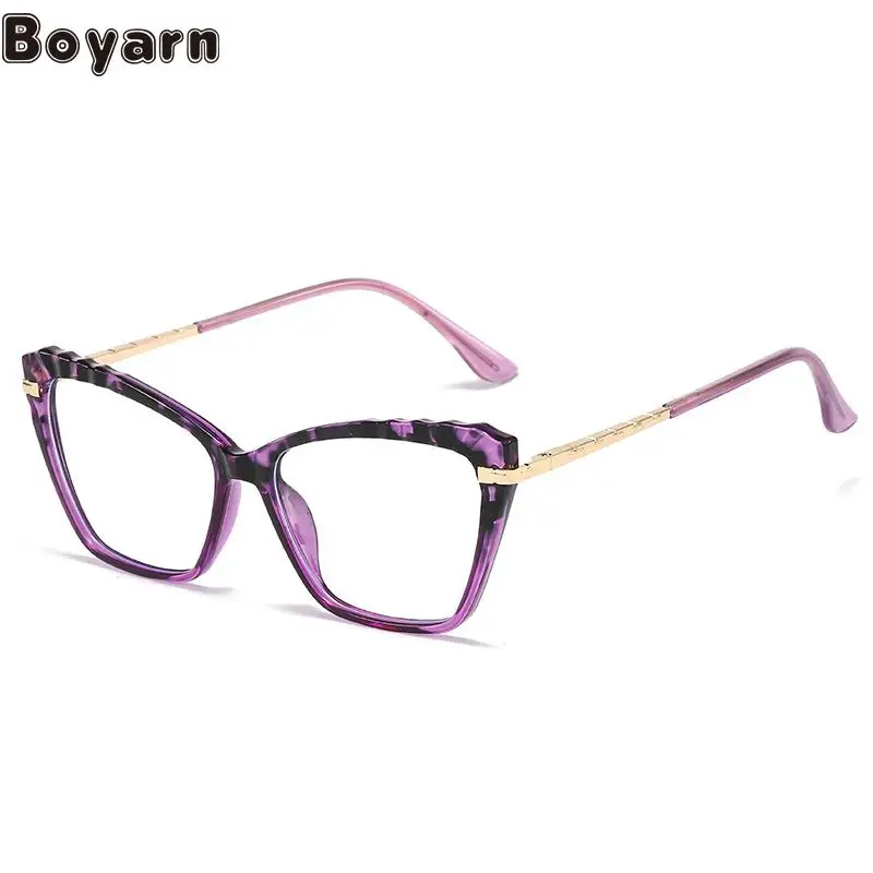 

Boyarn Tr90 Anti Blue Light Glasses Cat's Eye Metal Eye Frame Color Matching Ultra Light Full Frame Metal Eye Frame Flat Lens