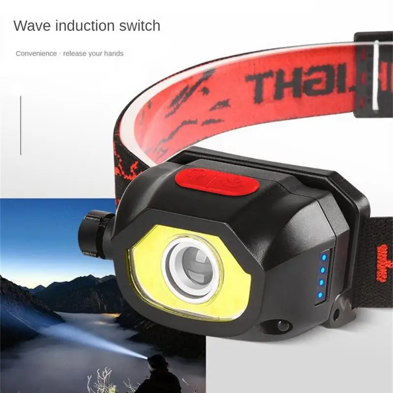 

High Lumens Floodlight Headlamp Intelligent Sensing With Built-in Battery Cob Led Head Torch Camping Supplies Usb Rechargeable