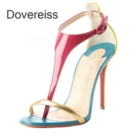 dovereiss fashion womens shoes summer new sexy stilettos heels sandals elegant narrow band buckle clear heels 42 43 44 45