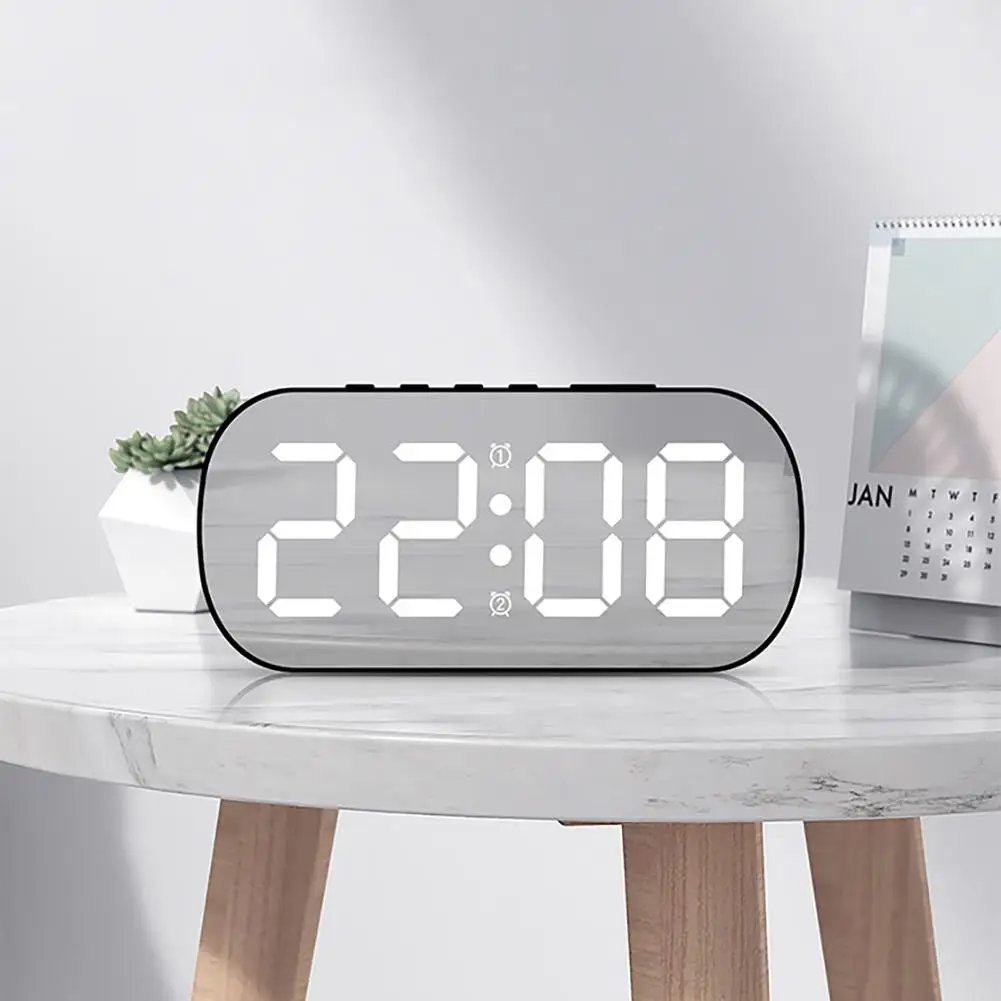 

Led Digital Alarm Clock 5 Levels Adjustable Brightness Mirror Table Clock Home Decor Gifts For Students Children 12.8x6.5x3.5cm