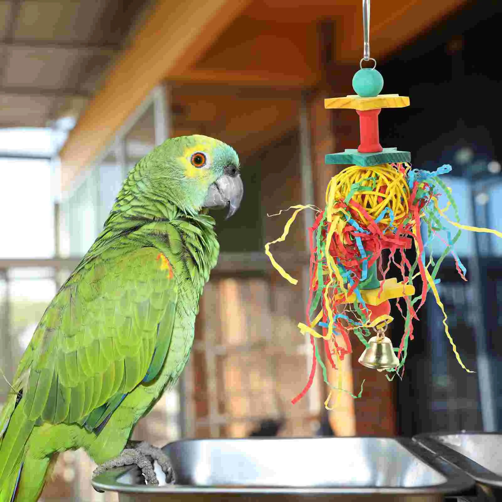 

Toy Chewing Bird Parrot Parakeet Cage Accessories Suspending Wooden Large Hanging
