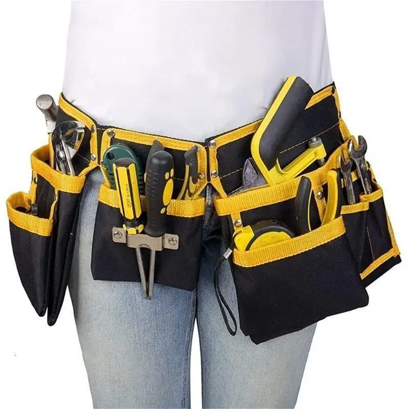 Profesional Tool Bag Oxford Cloth With Hook Screwdriver Drill Carpenter Tools Storage Organizers Multifunction Yellow Belt Bag