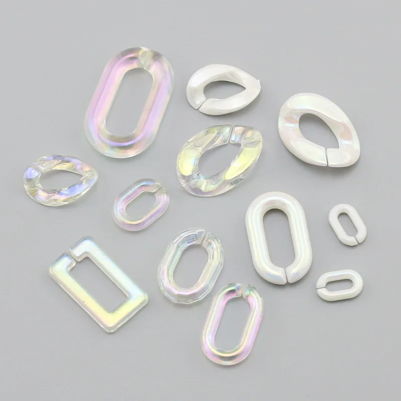 

10PCS DIY Transparent AB Acrylic Beads Chain Link Open Rings Bead Connector Chain Link for Making Jewelry Accessories