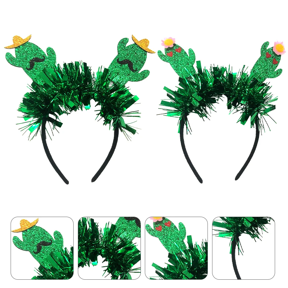 

2Pcs Onament Hair Hoops Party Headband Cosplay Photography Props (Green)