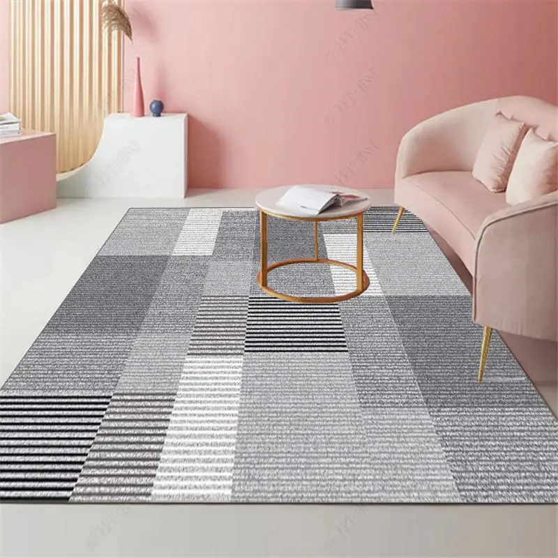 

Simple Living Room Carpet Geometric Printing Bedroom Bedside Rug Modern Nordic Style Washable Carpets Coffee Table Non-slip Mats
