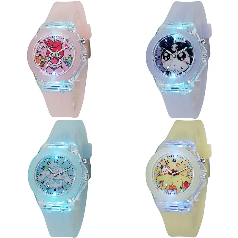 

Женские светящиеся часы Kuromi Melody Cinnamoroll, электронные часы для студентов, Детские аксессуары, подарки на день рождения