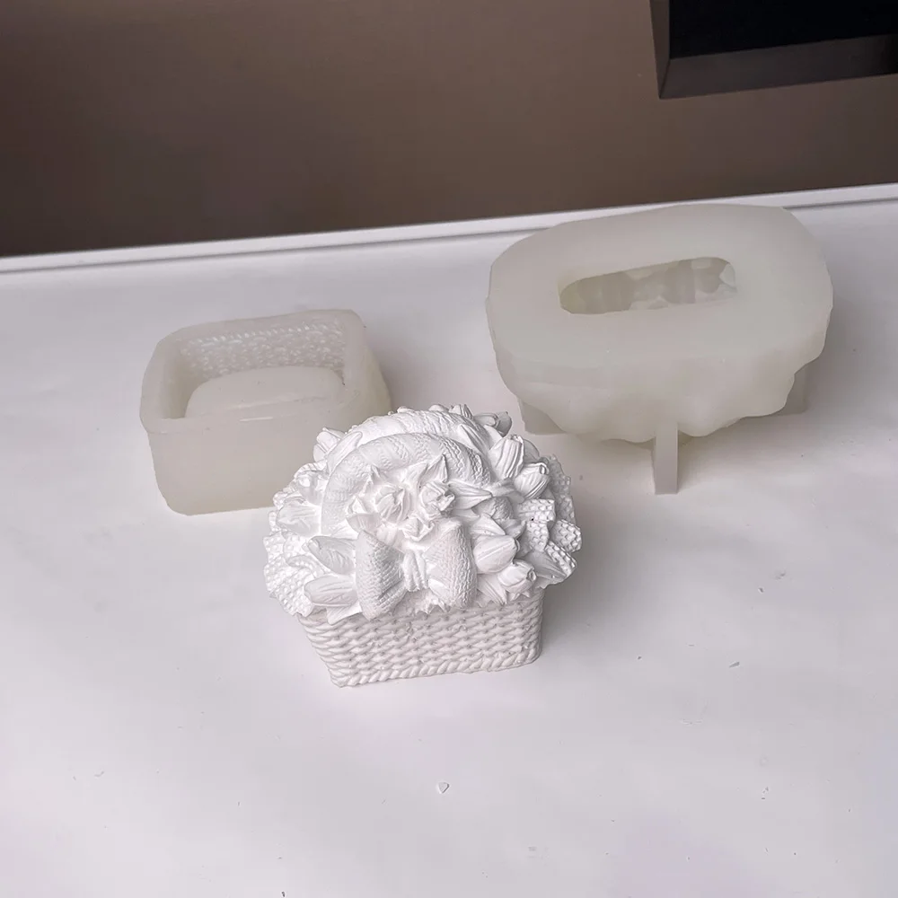 3D корзина для цветов коробка хранения гипсовая силиконовая форма с крышкой