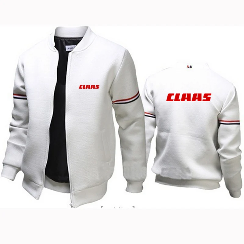 

Men's 2022 New CLAAS Printed Comfortable Round Neck Jacket Versatile Harajuku Versatile Casual Solid Color Zip Spring Jacket
