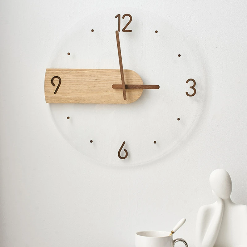 Modern Simple Log Japanese Style Hanging Clock Living Room Home Fashion Personality New Minimalist Decoration Hanging Wall Clock