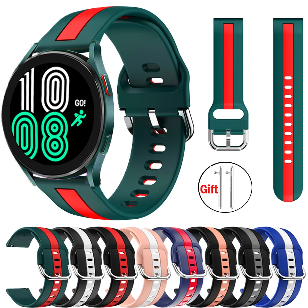 

20mm Strap For Samsung galaxy watch 4/Classic/Active 2 46mm 40mm 44mm Silicone Strip bracelet Amazfit Gts/gtr 3/pro/2e/mini band
