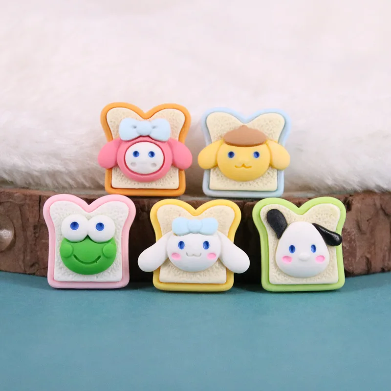 

Kawaii Sanrio Cinnamoroll My Melody Kuromi Bread Slices Toast Resin Accessories Diy Cream Glue Phone Case Decorative Accessories
