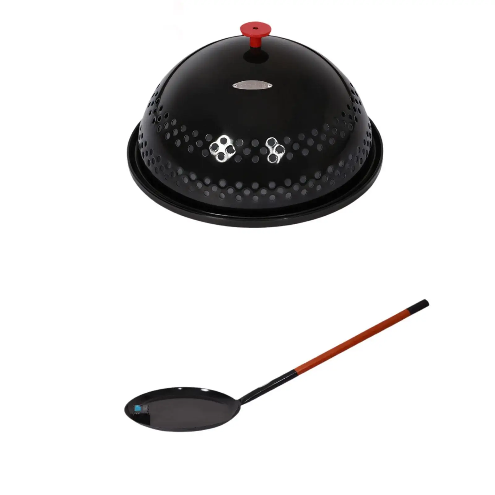 Pipoca Popper Tampa de Panela Redonda Panela de Fritura Esmalte Estoura Grãos Uso Exterior Panela de Pipoca Premium Máquina de Pipoca SEM AGITAR SEM MEXER Preto