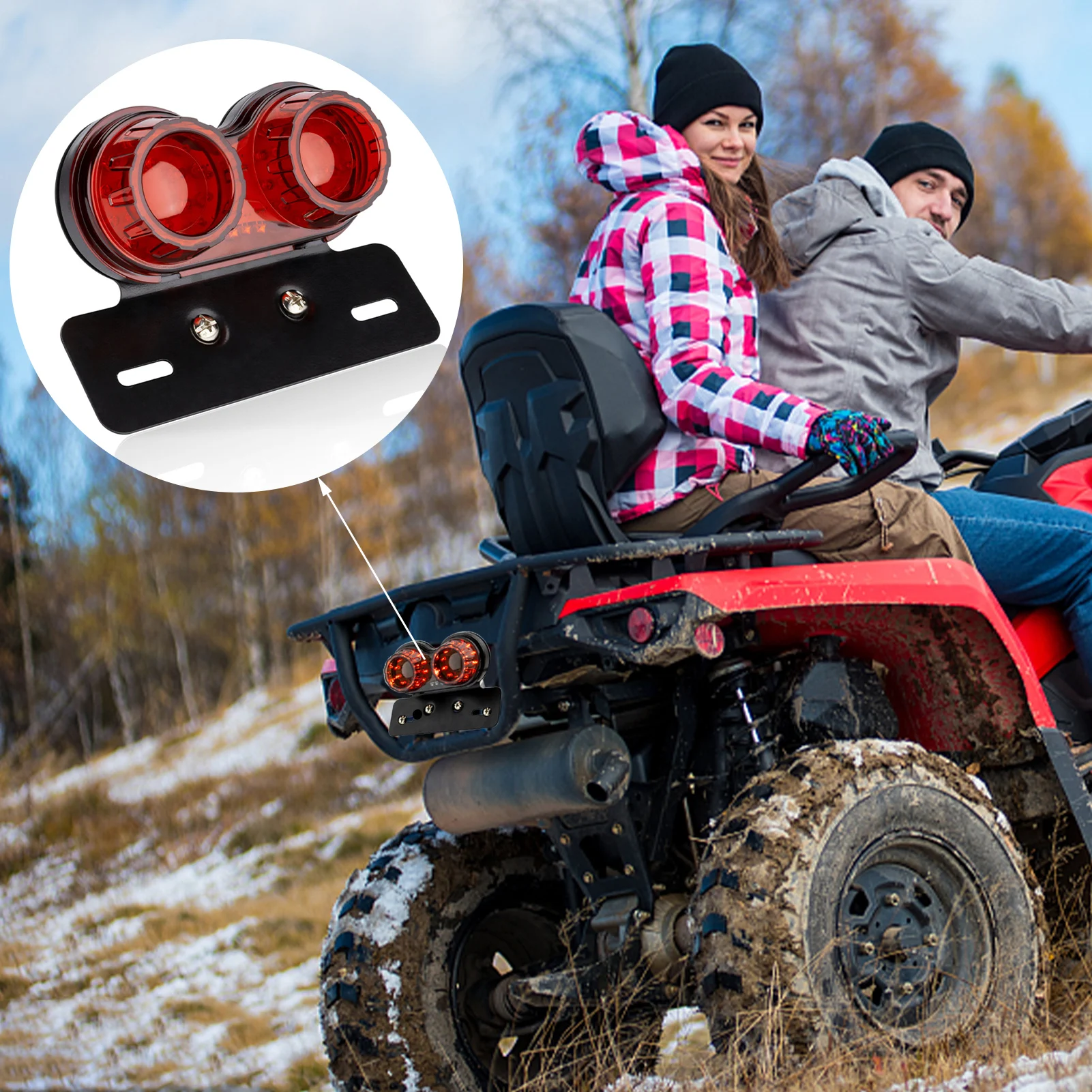 

12V Motorcycle LED Light Twin Dual Turn Signal Brake License Plate Integrated Light One-Piece Taillight Modified Lamp Night