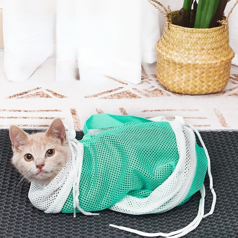 

Upgraded Mesh Cat Grooming Bathing Bag Adjustable Cats Washing Bags For Pet Nail Trimming Injecting Anti Scratch Bite Restraint