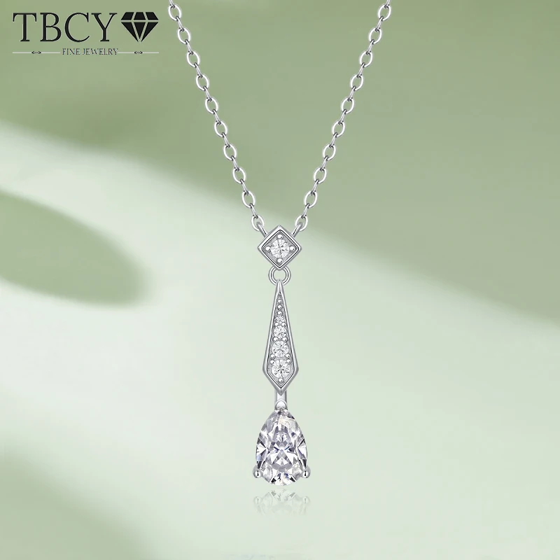 

TBCYD 5x8MM D Color Moissanite Neckalce Pendant For Women S925 Sterling Silver Water Drop Diamond Colares Fine Neck Jewelry Gift