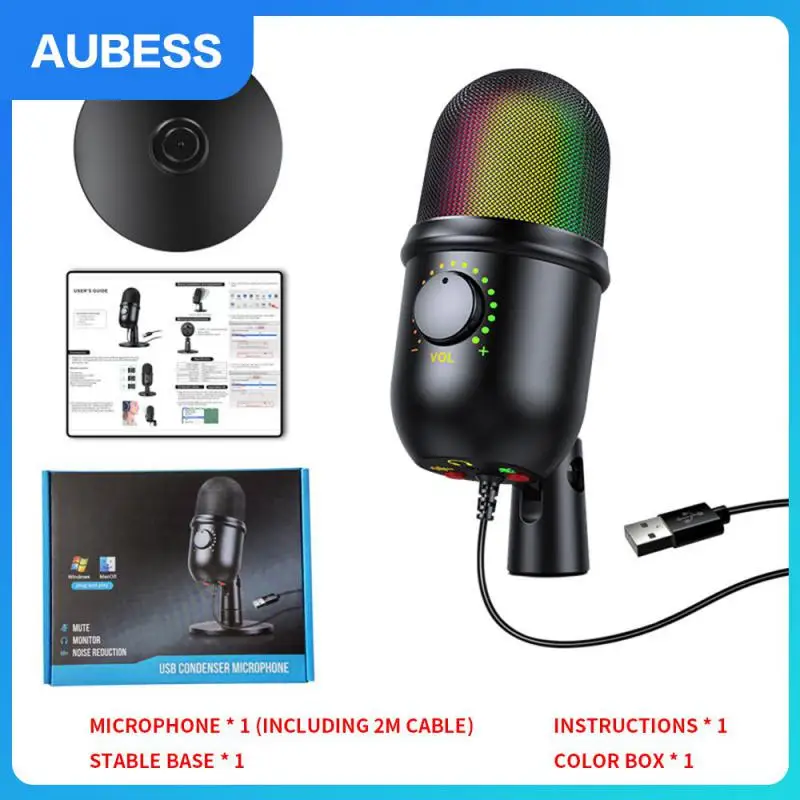 

Noise Reduction Give Out Light Luminescent Condenser Microphone Recordable Denoise Usb Microphone Rgb Microphone