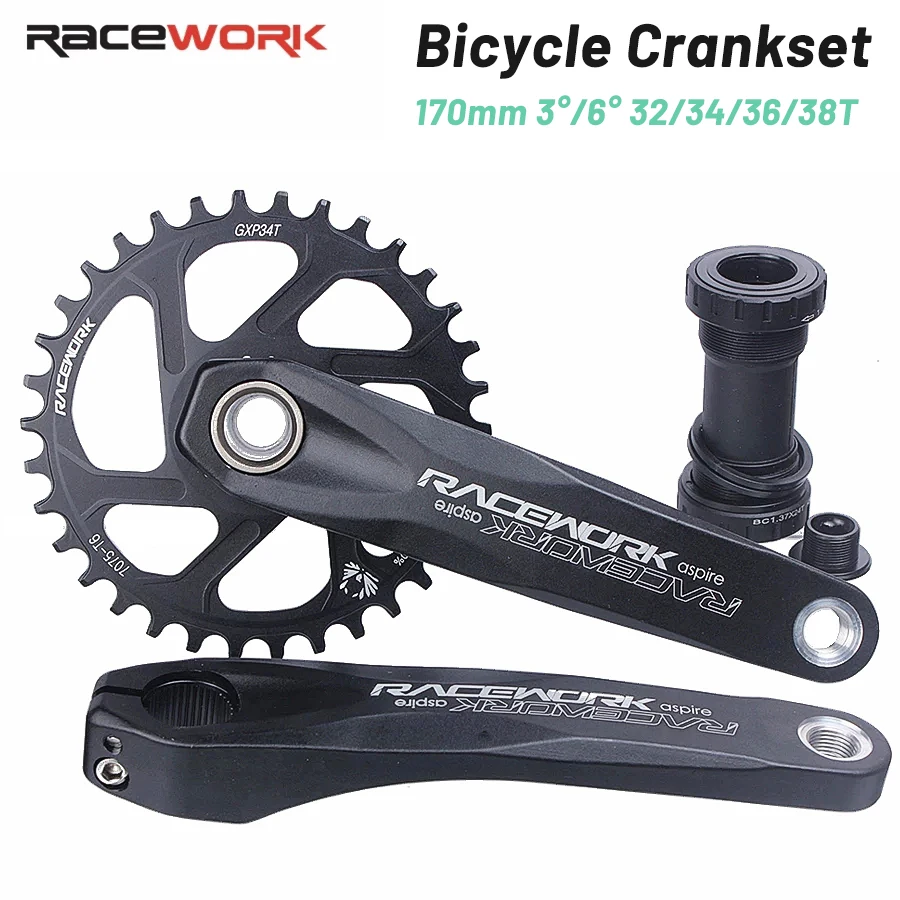 RACEWORK Bicycle Crankset 170MM Mountain Bike Chainring 32T 34T 36T 38T MTB Crown Compatible for SRAM SHIMANO Parts |