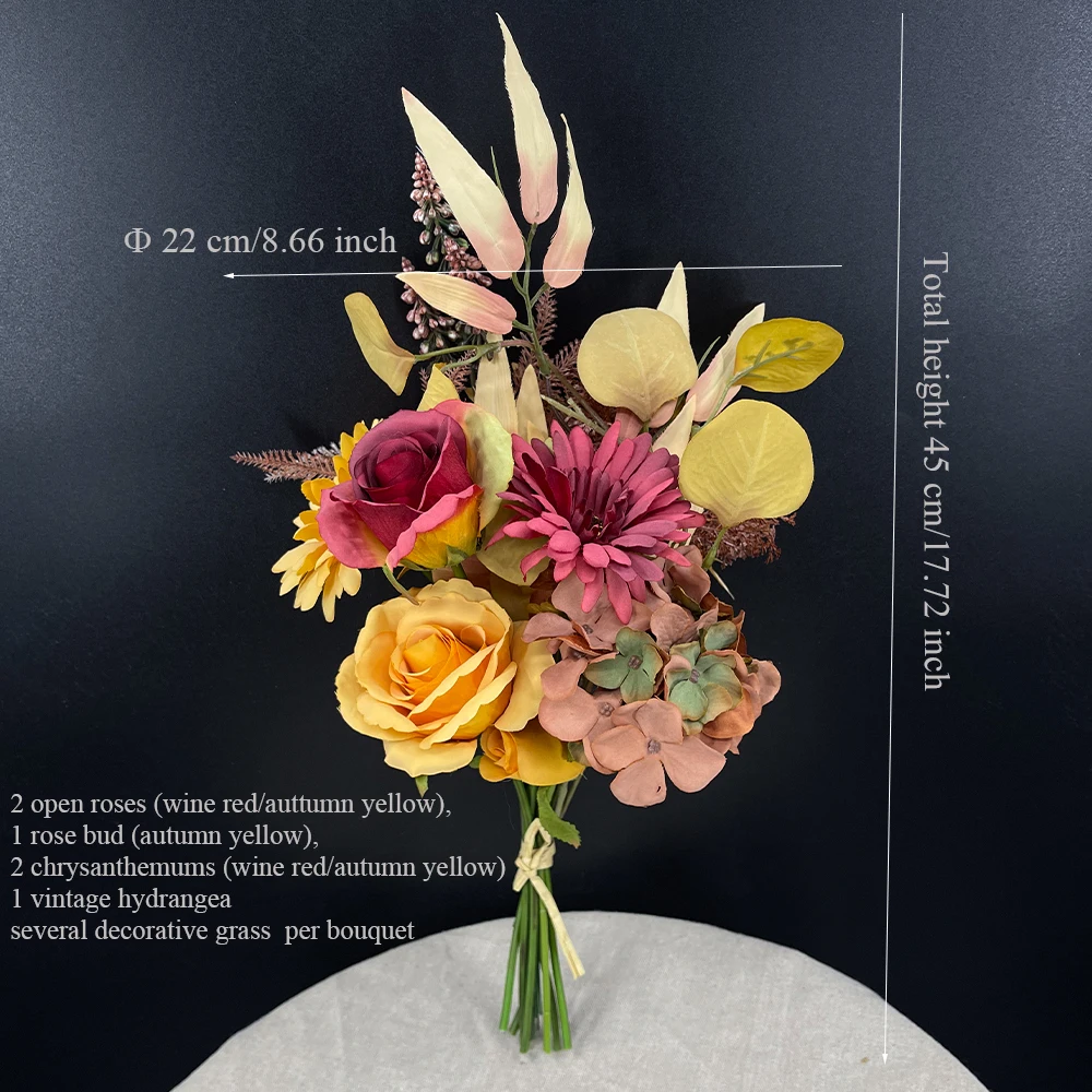 

SunMade искусственный осенний букет роз и хризантем из шелка