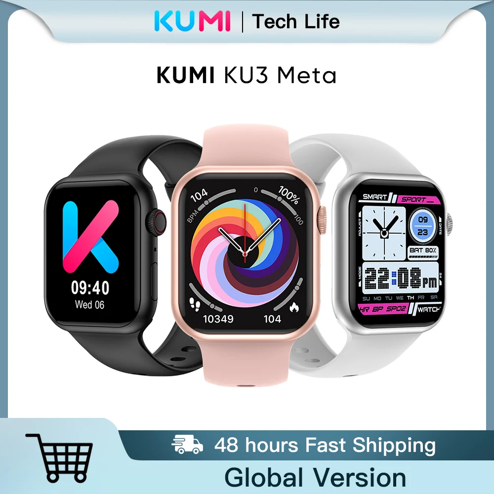 

Смарт-часы KUMI KU3 Meta, 1,81 дюйма, с лазерным датчиком пульса и давления